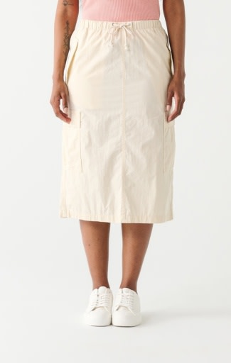Side Pocket Midi Skirt, Cream