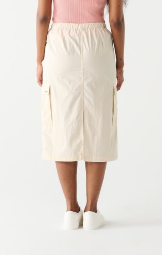 Side Pocket Midi Skirt, Cream