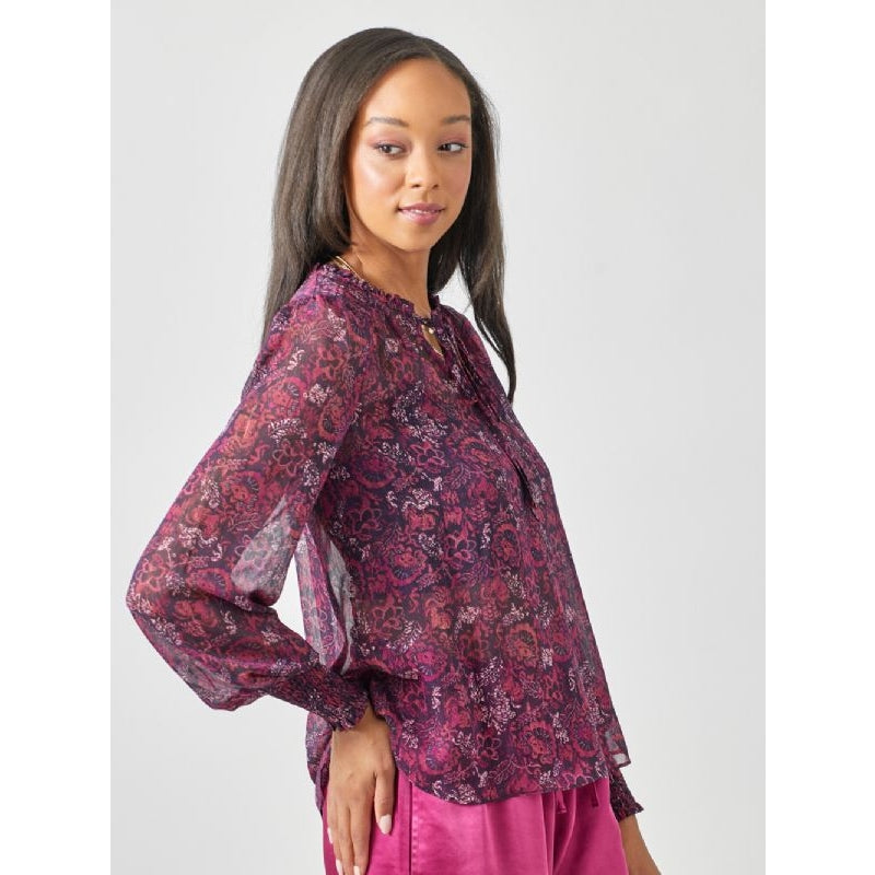 Metallic Chiffon Floral Blouse