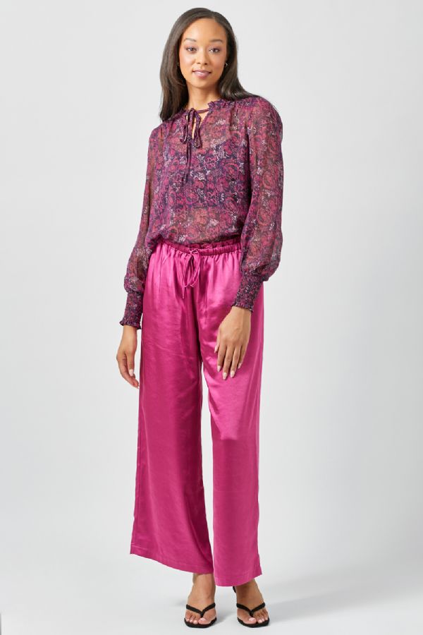 Metallic Chiffon Floral Blouse