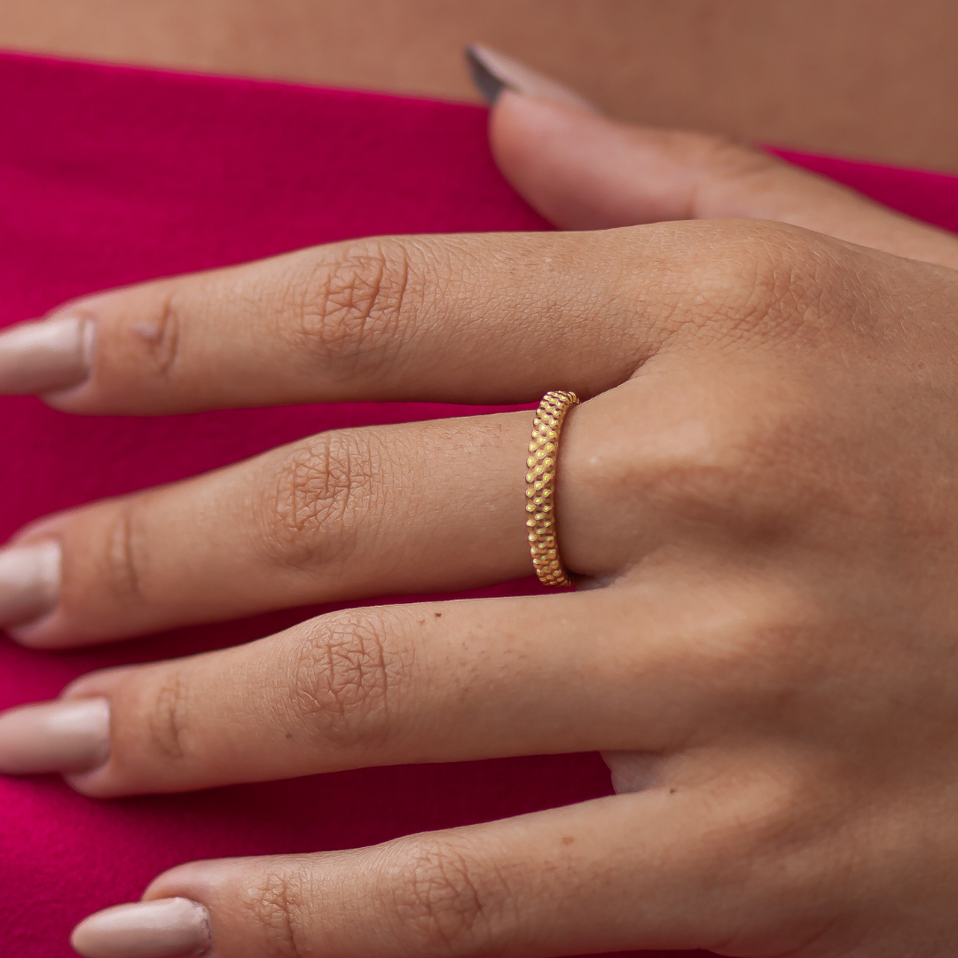 Textured Ring Gold Band, Gold