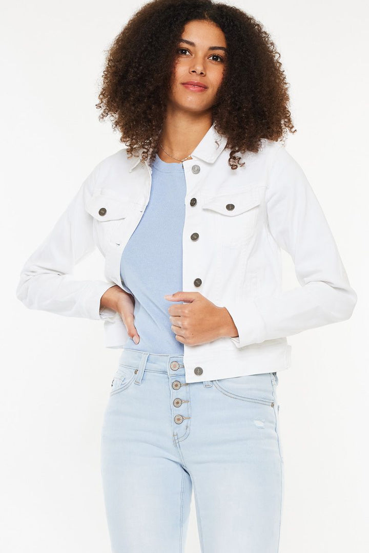 Women's Stretch Denim Jacket, White