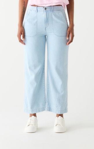Wide Leg Patch Pocket Jean, Light Wash