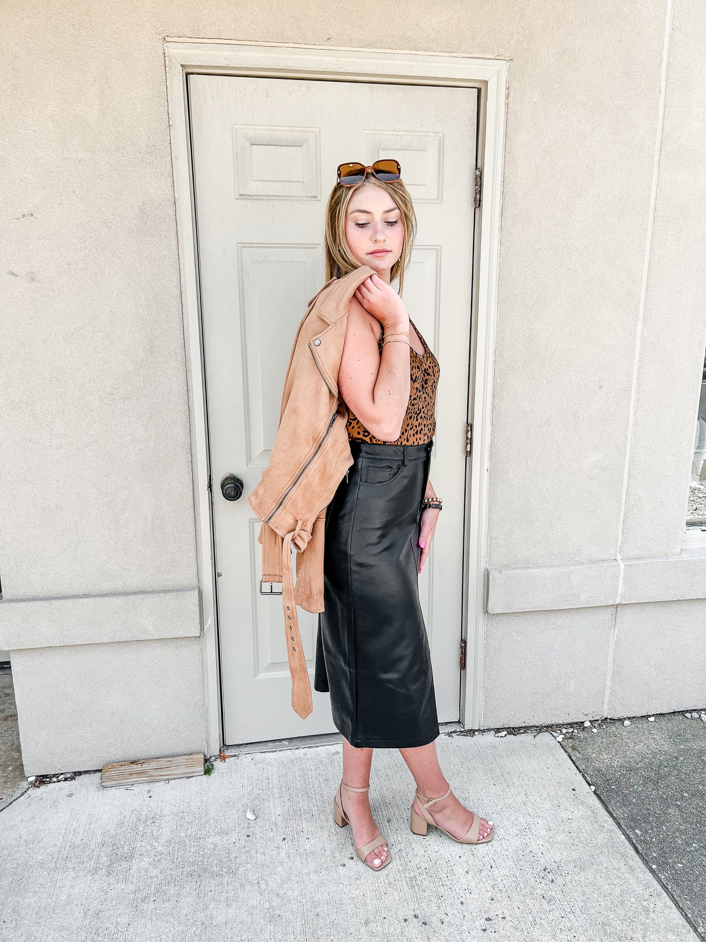 Faux Leather Midi Skirt Black Boutique 44