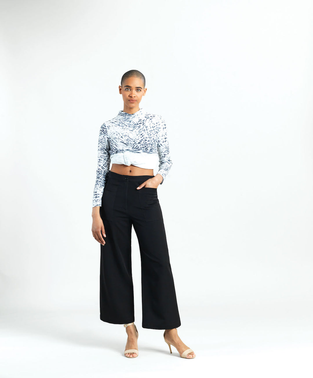 Woven Wide Leg Pant, Black