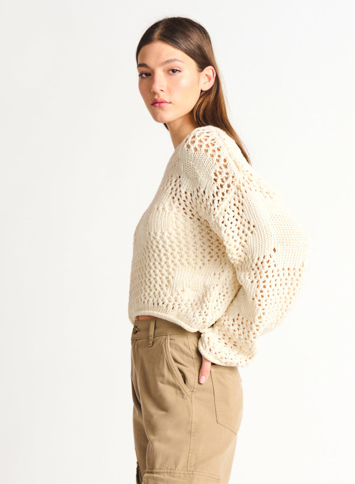 Open Knit Flower Sweater