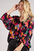Abstract Floral Tie Front Blouse