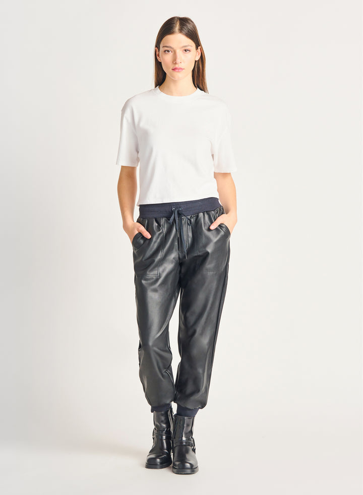 Faux Leather Jogger w/ Drawstrings
