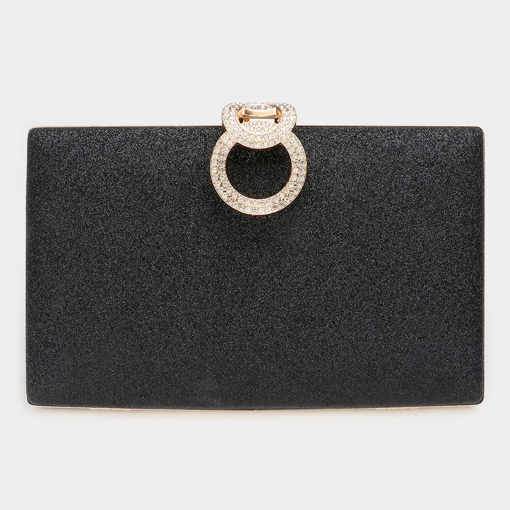 Shimmery Evening Clutch, Black
