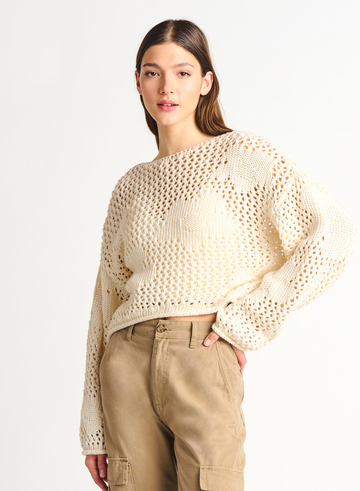Open Knit Flower Sweater