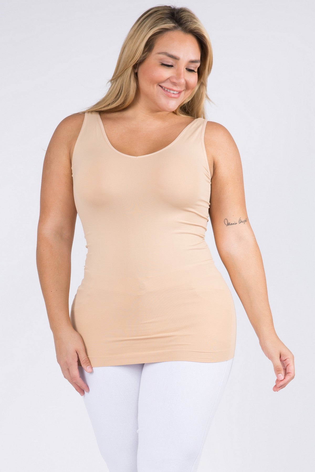 Plus Size Reversible Seamless Tank, Nude