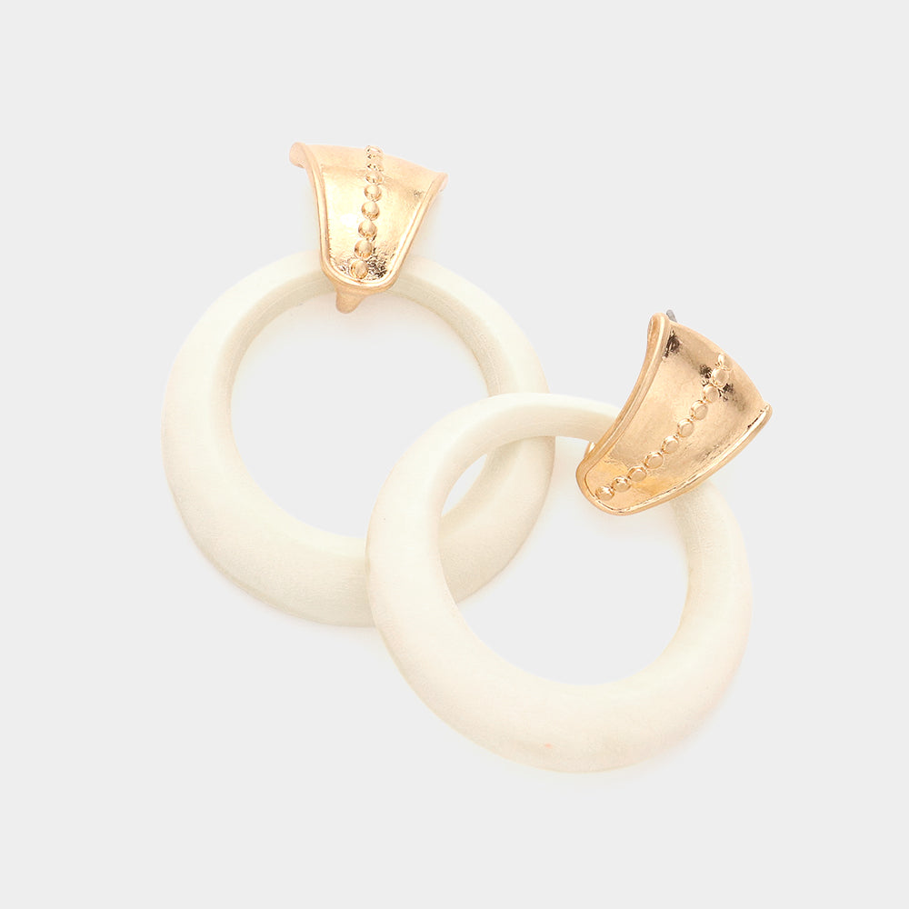 Wooden Open Circle Earring, Ivory