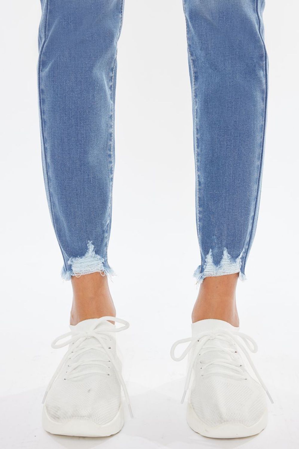 Button Rise 11.25&quot; Frayed Skinny Jean