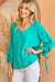 Ruched Sleeve V Neck Blouse
