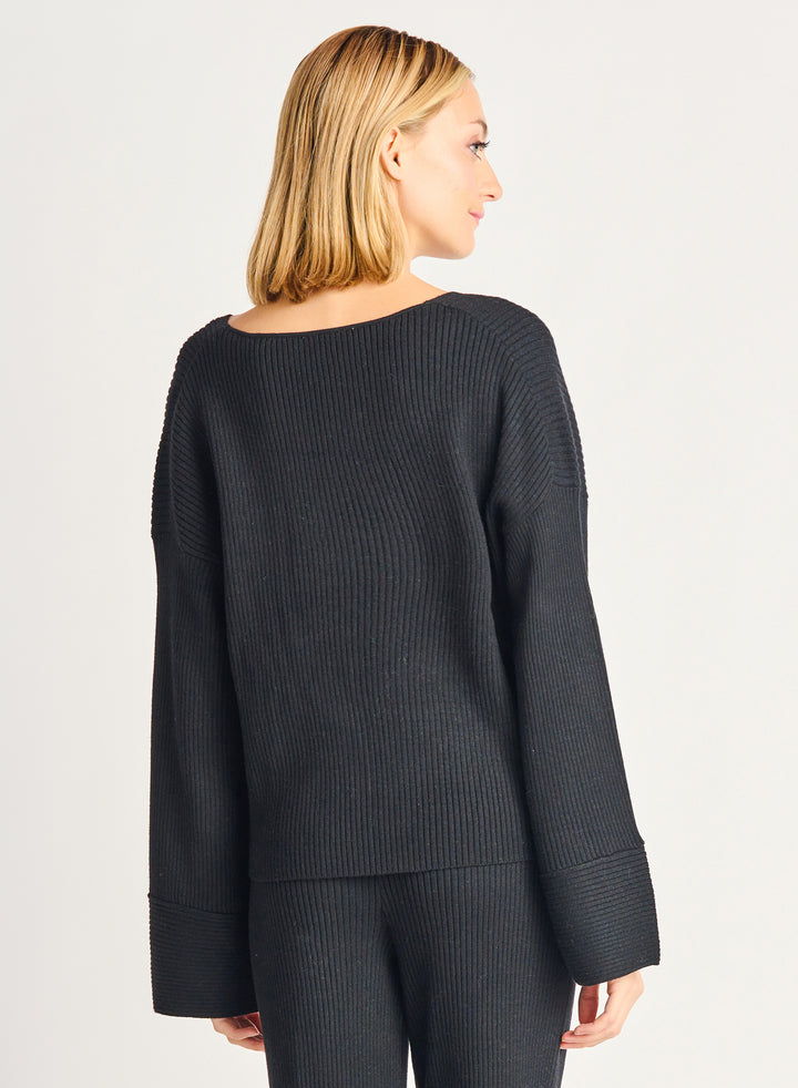 Wide Sleeve Soft V-Neck Sweater