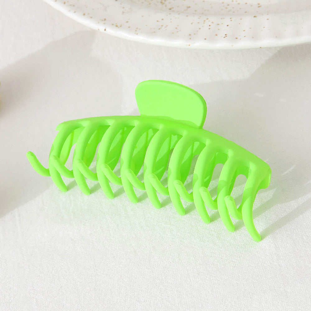 Jumbo Round Hair Claw Clip, Neon Green