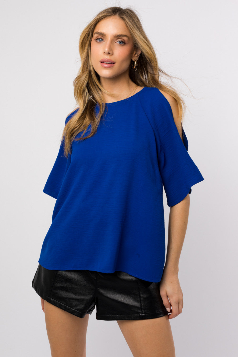 Cold Shoulder Blouse, Royal Blue