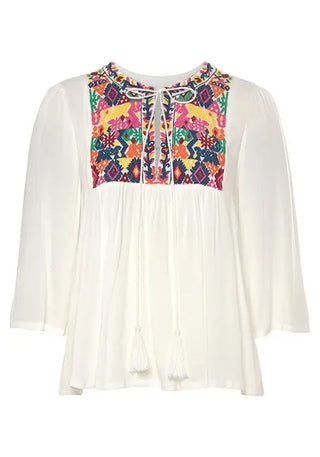 Lascana Women's Flowy Embroidered Blouse