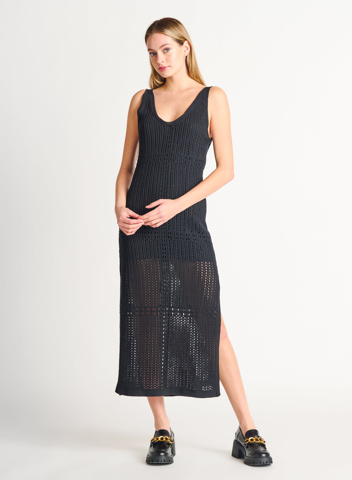 Sleeveless Crochet Sweater Dress