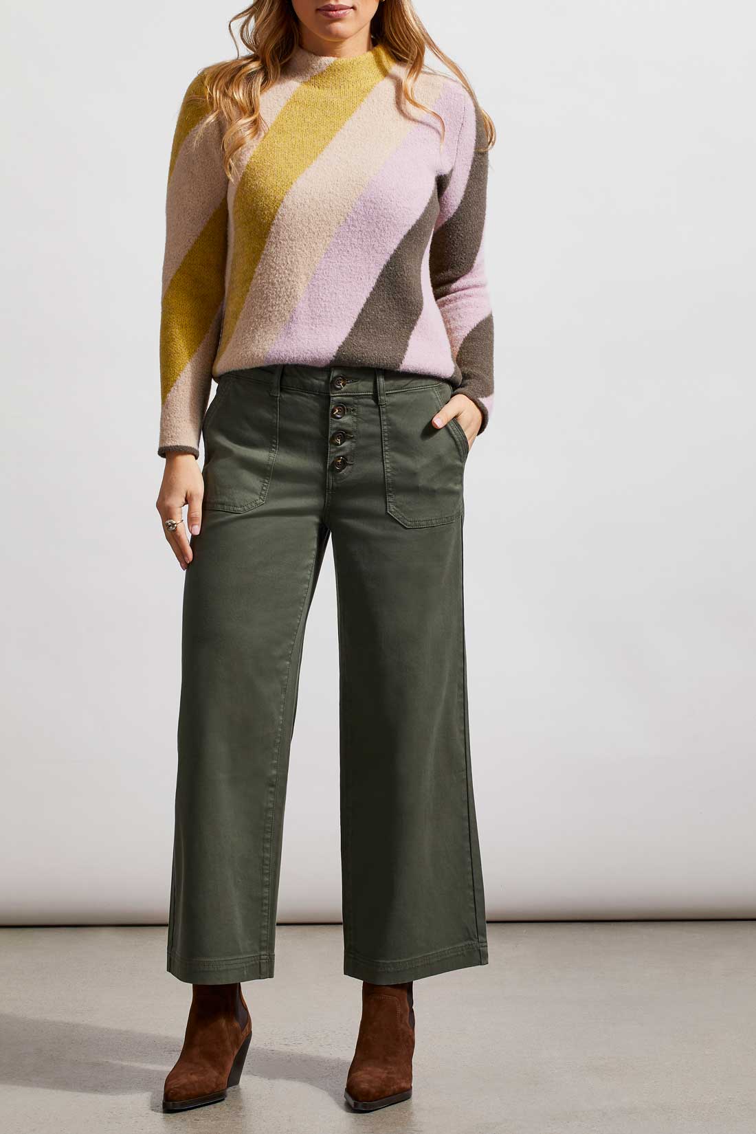 Audrey Button Fly Cropped Wide Leg Pant