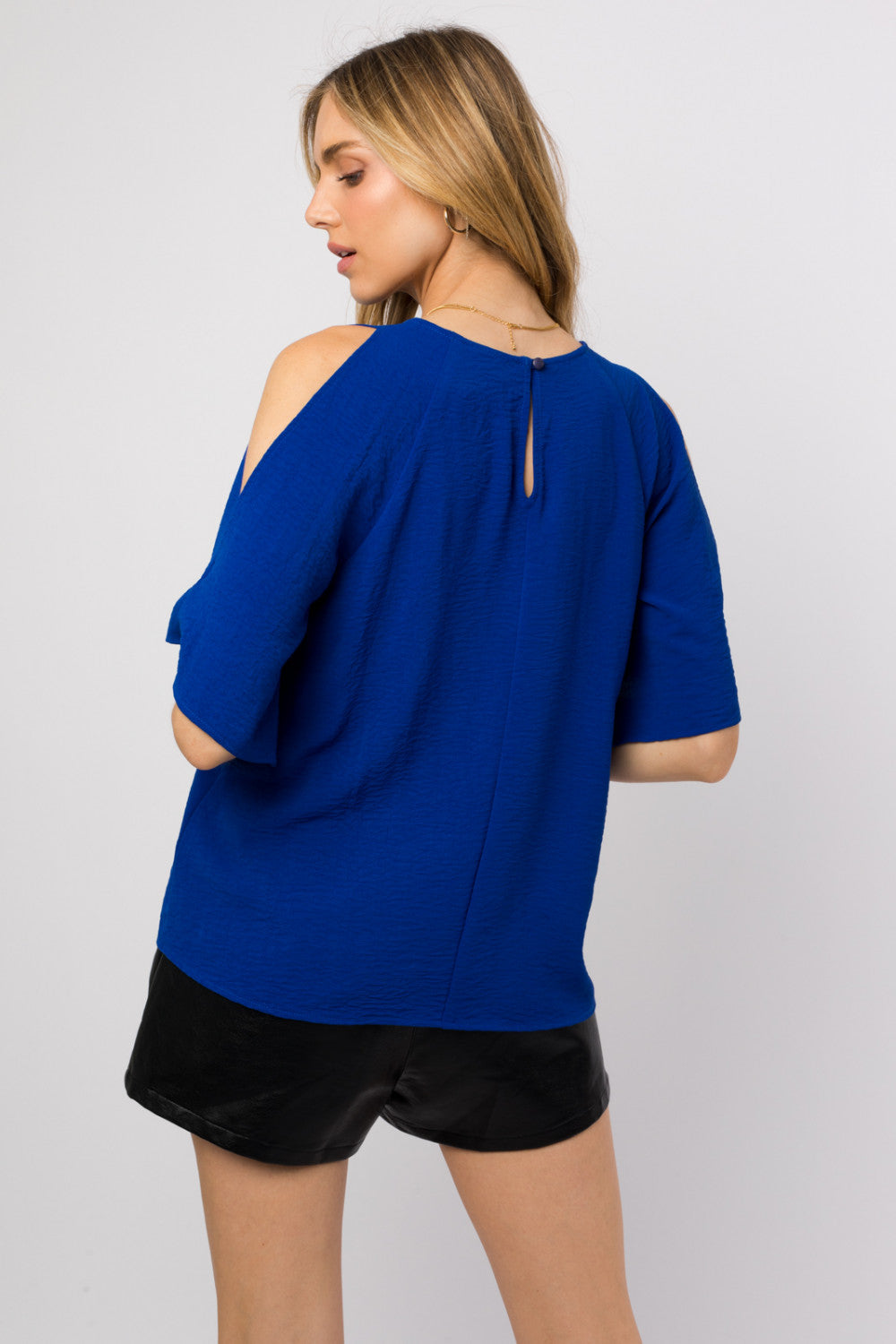 Cold Shoulder Blouse, Royal Blue
