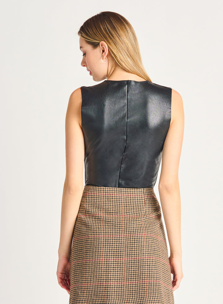 Sleeveless Faux Leather Bodysuit