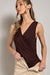 Surplice Knit Tank Bodysuit, Choco Latte