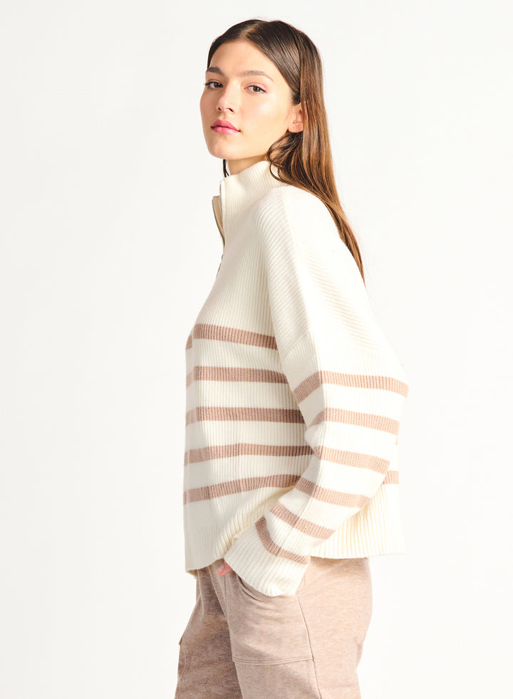 Half Zip Striped Sweater