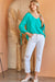Ruched Sleeve V Neck Blouse