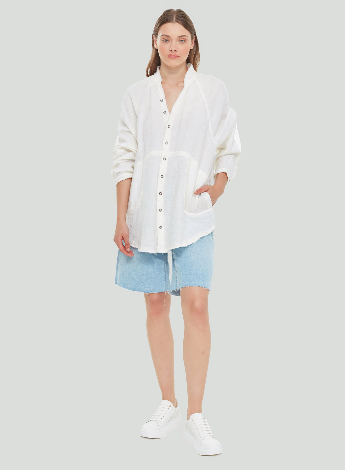 Button Front Gauze Tunic