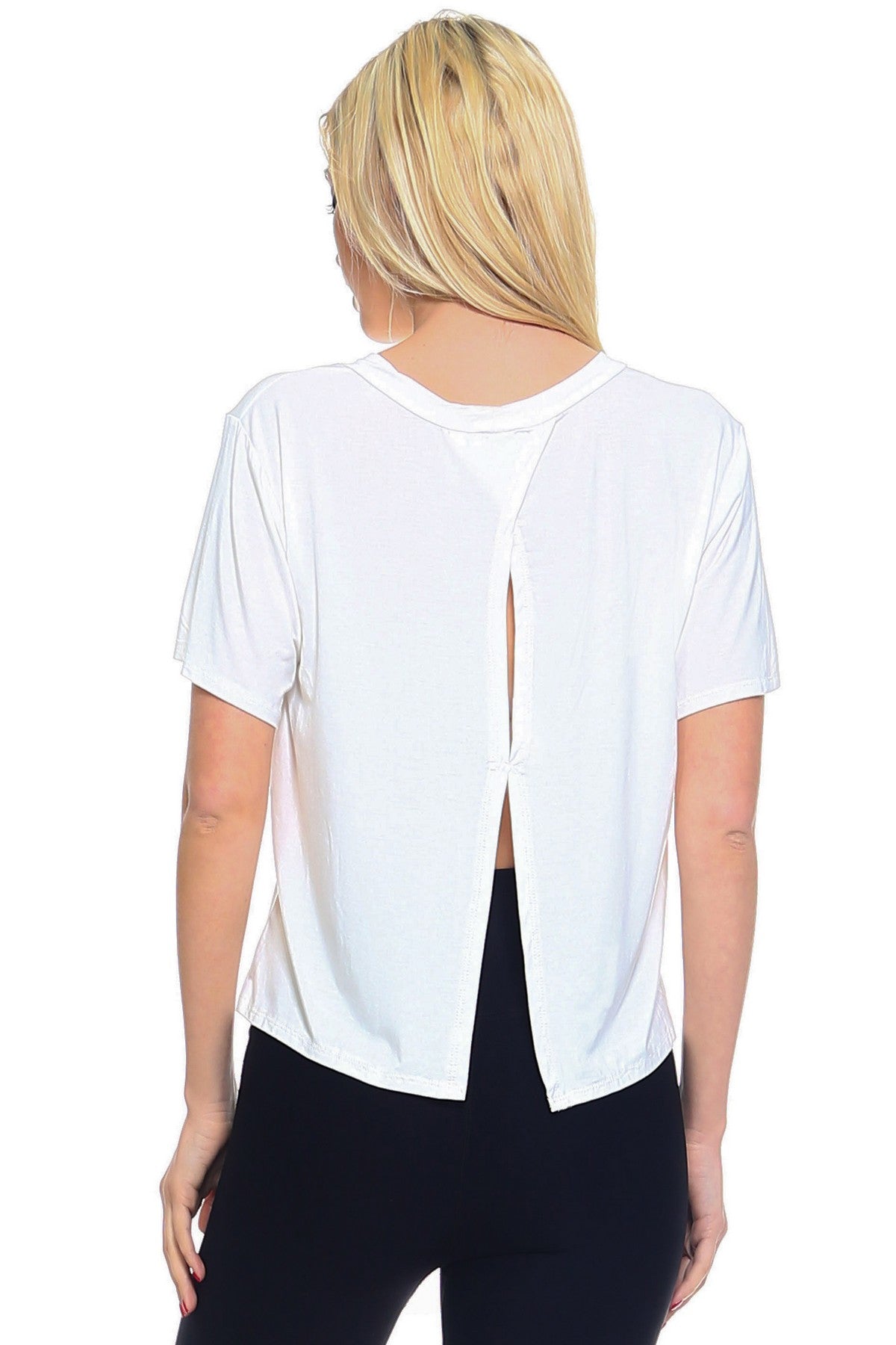 Open Back Scoop Neck Tee, Off White