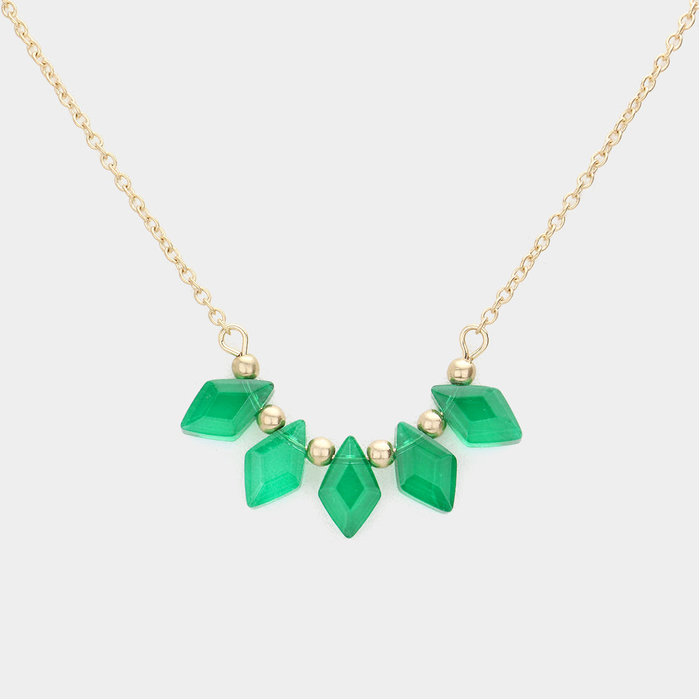 Rhombus Beaded Necklace, Green
