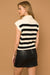 Half Zip Striped Sleeveless Sweater w/ Collar