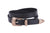 Etched Boho Buckle Leather Belt, Black