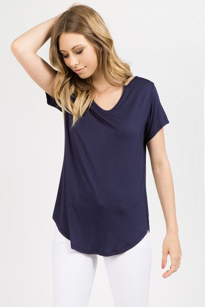 Shoulder Cut Out Jersey Tee, Navy