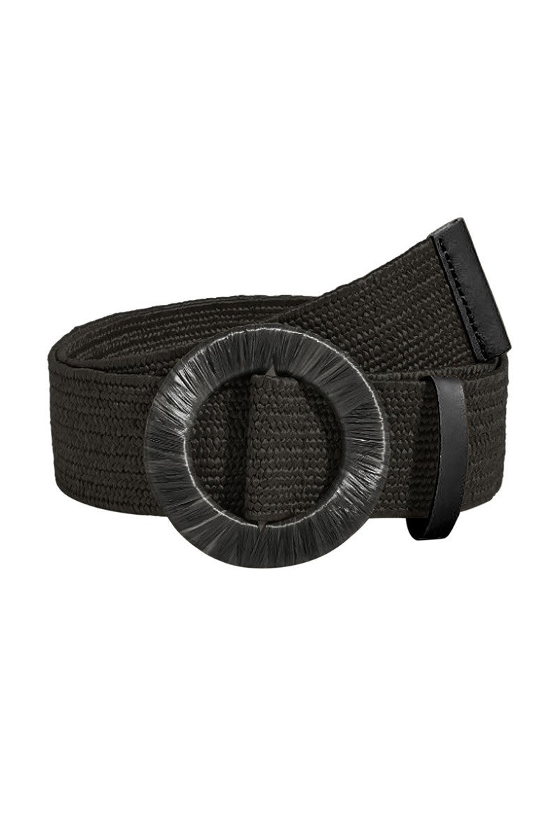 Wide Straw Belt, Black