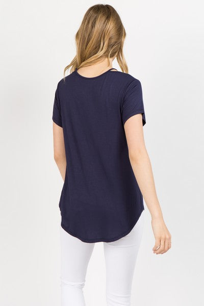 Shoulder Cut Out Jersey Tee, Navy
