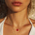 Quatrefoil Dainty Pendant Necklace, Red/Gold