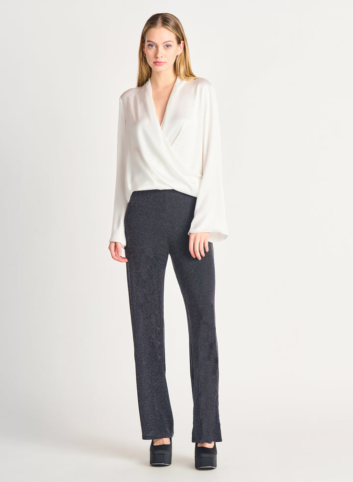 Satin Bell Sleeve Wrap Top