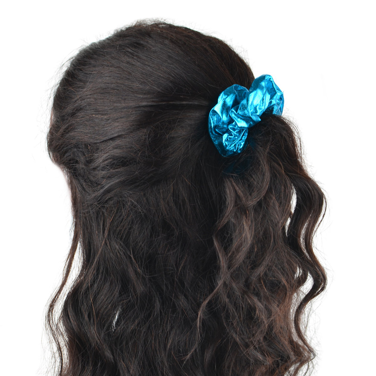 Metallic Hair Scrunchie, Blue