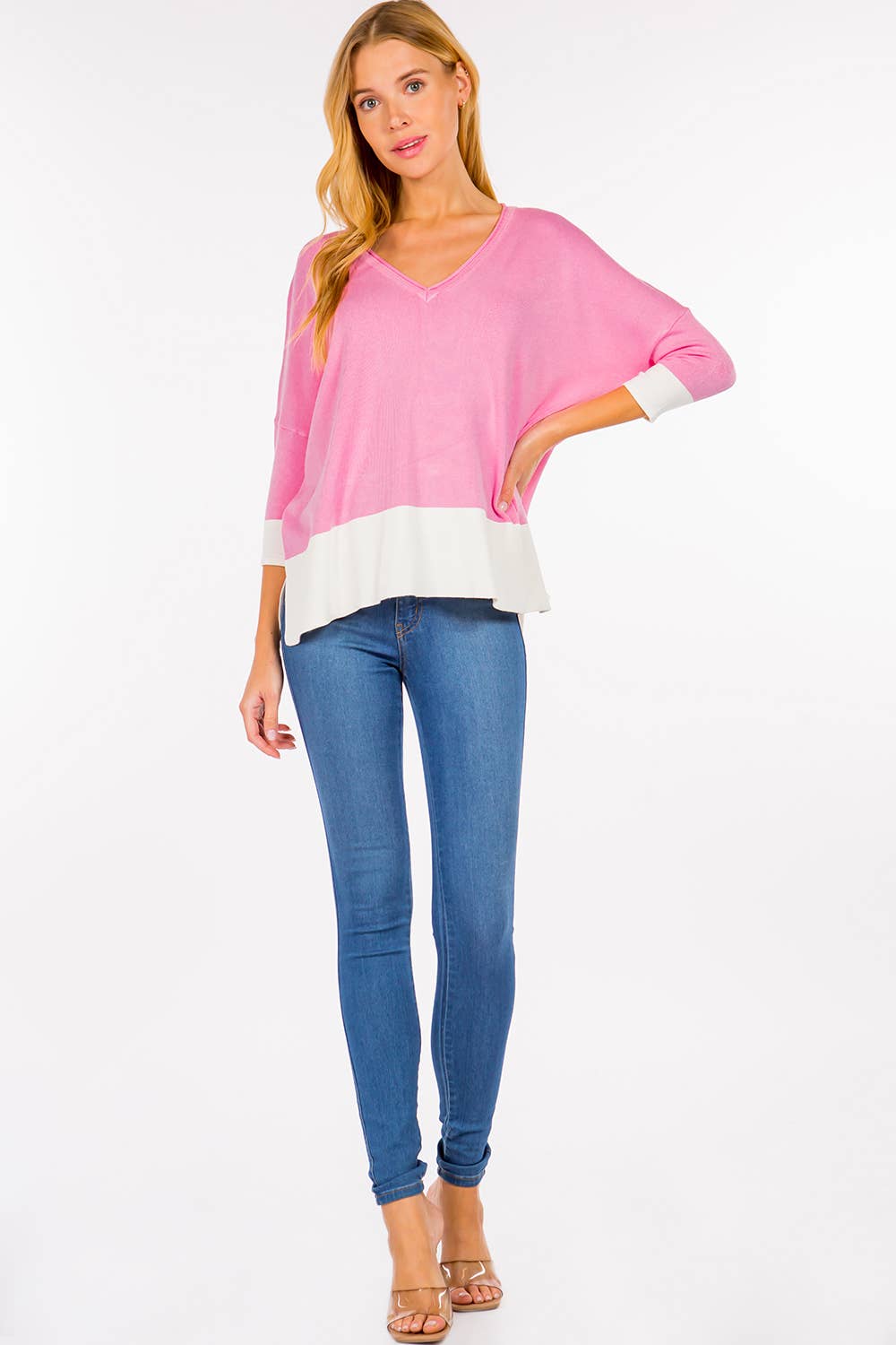 Chelsea Color Block V Neck Pullover