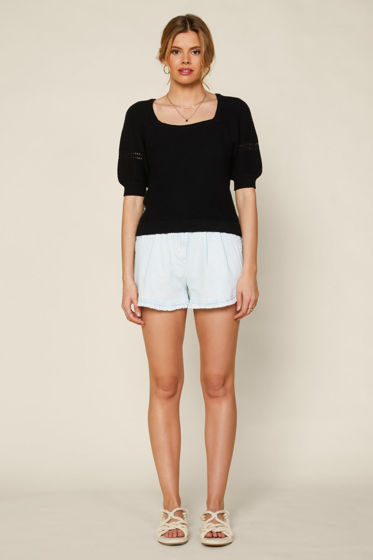 Puff Short Sleeve Sweater Top