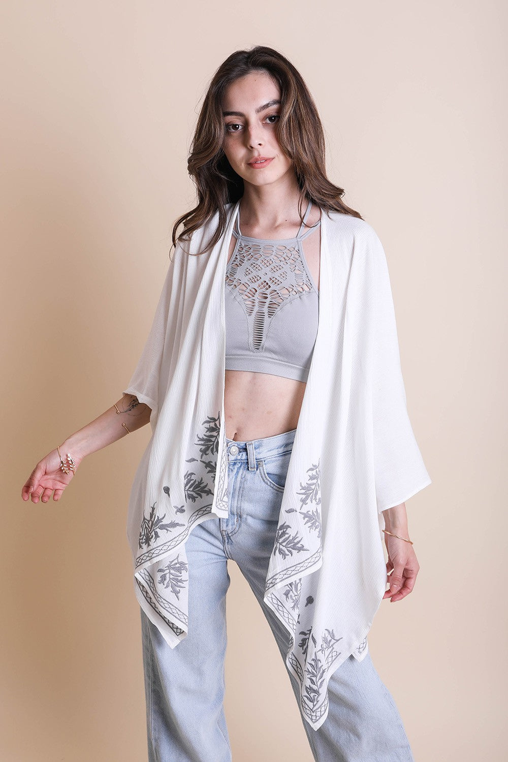 Leaf Garland Embroidered Wrap