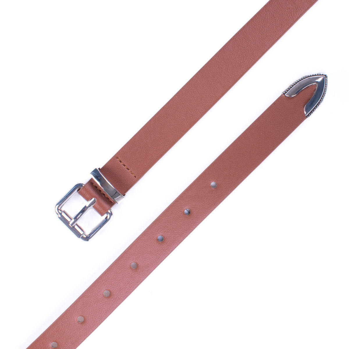 Metal Tip Western Vegan Leather Belt