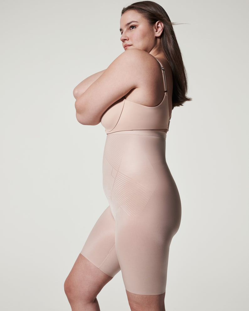 THINSTINCTS 2.0 High-Waisted Mid Thigh Short, Champagne Beige