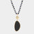 Semi Precious Stone Pendant Beaded Long Necklace, Black