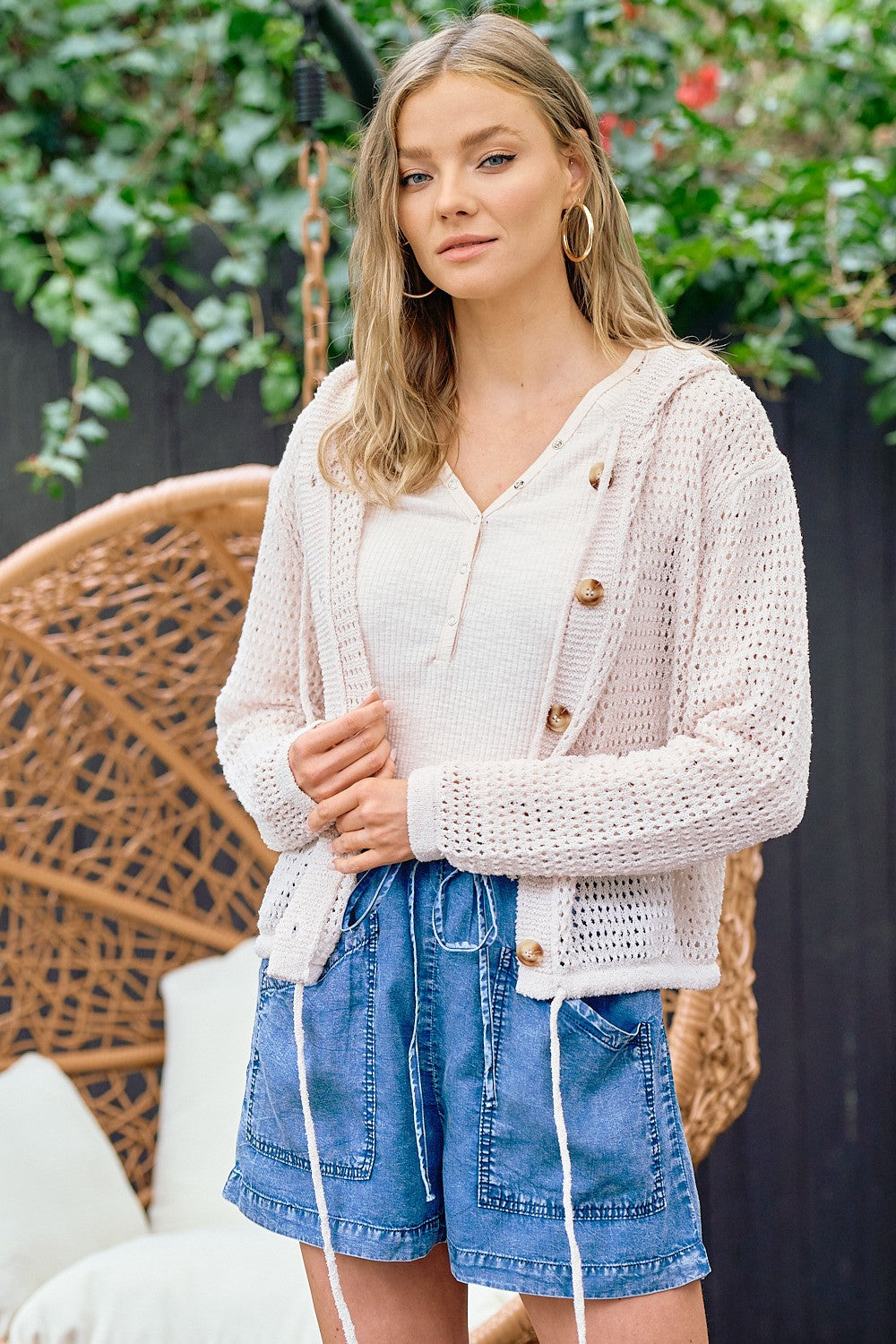 Fisher Net Hoodie Cardigan