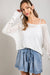 Lightweight Eyelet Knit Sweater, Off White