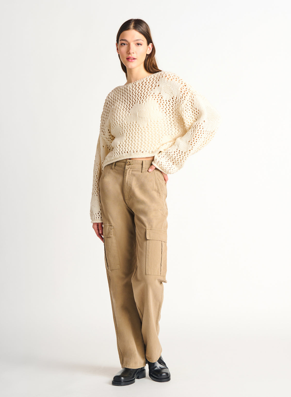 Open Knit Flower Sweater