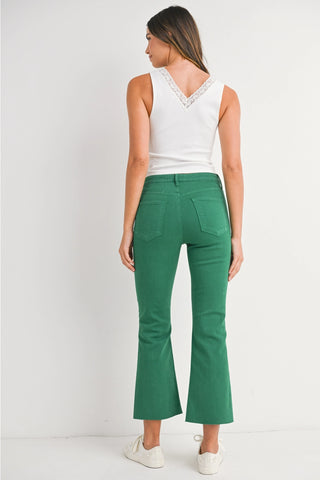 Just Black Denim High Rise Tonal Crop Flare Green